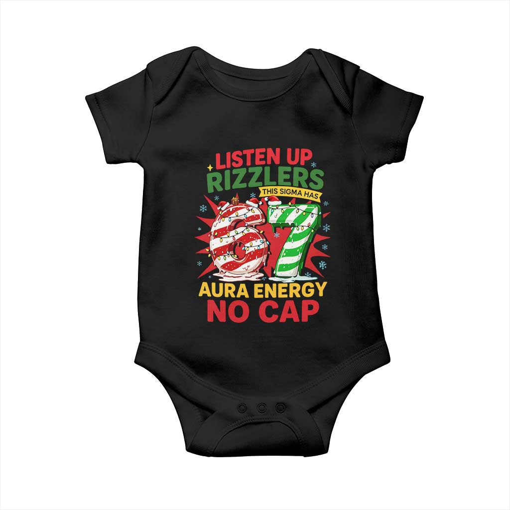 Funny Christmas 67 Meme Baby Onesie Listen Up Rizzlers This Sigma Has 67 Aura Energy No Cap - Wonder Print Shop
