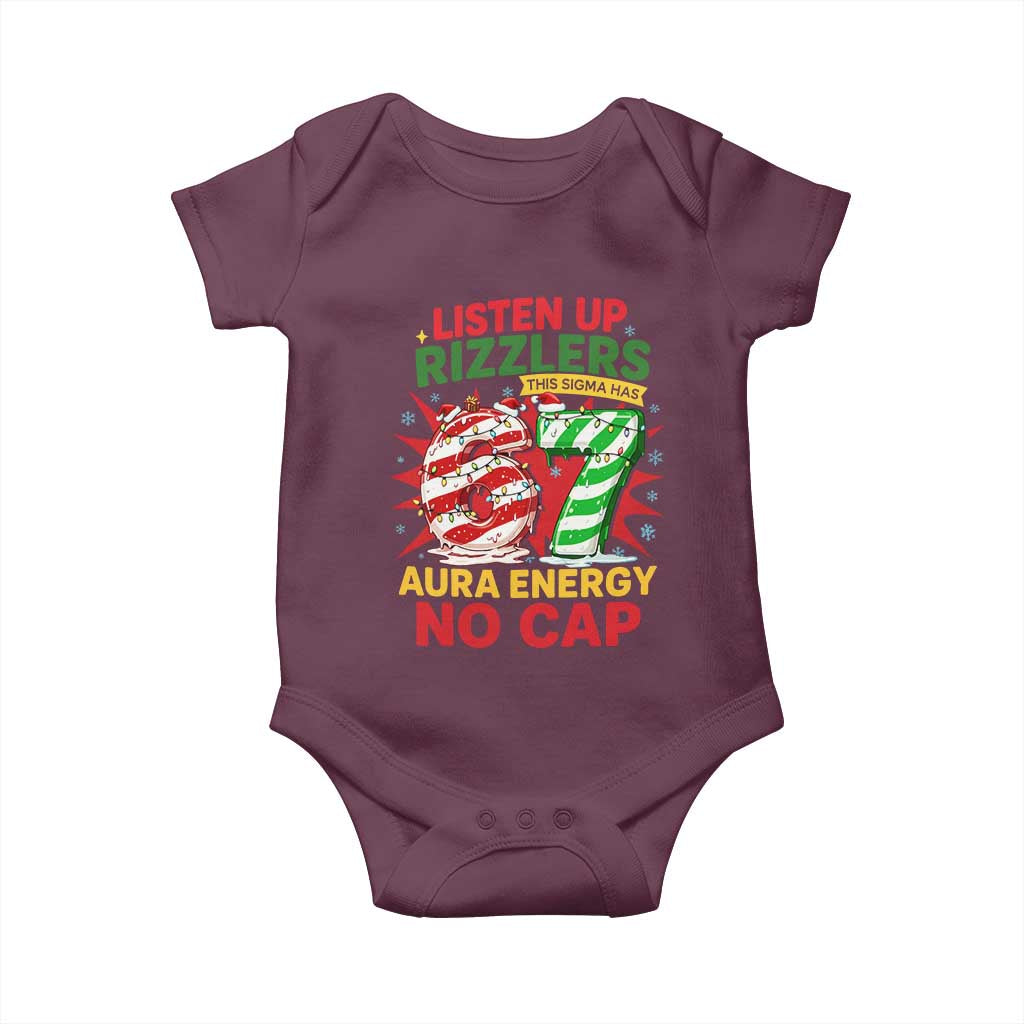 Funny Christmas 67 Meme Baby Onesie Listen Up Rizzlers This Sigma Has 67 Aura Energy No Cap - Wonder Print Shop