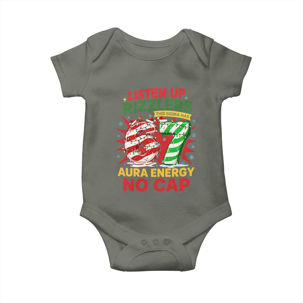 Funny Christmas 67 Meme Baby Onesie Listen Up Rizzlers This Sigma Has 67 Aura Energy No Cap - Wonder Print Shop