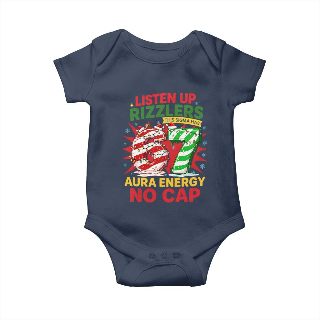 Funny Christmas 67 Meme Baby Onesie Listen Up Rizzlers This Sigma Has 67 Aura Energy No Cap - Wonder Print Shop