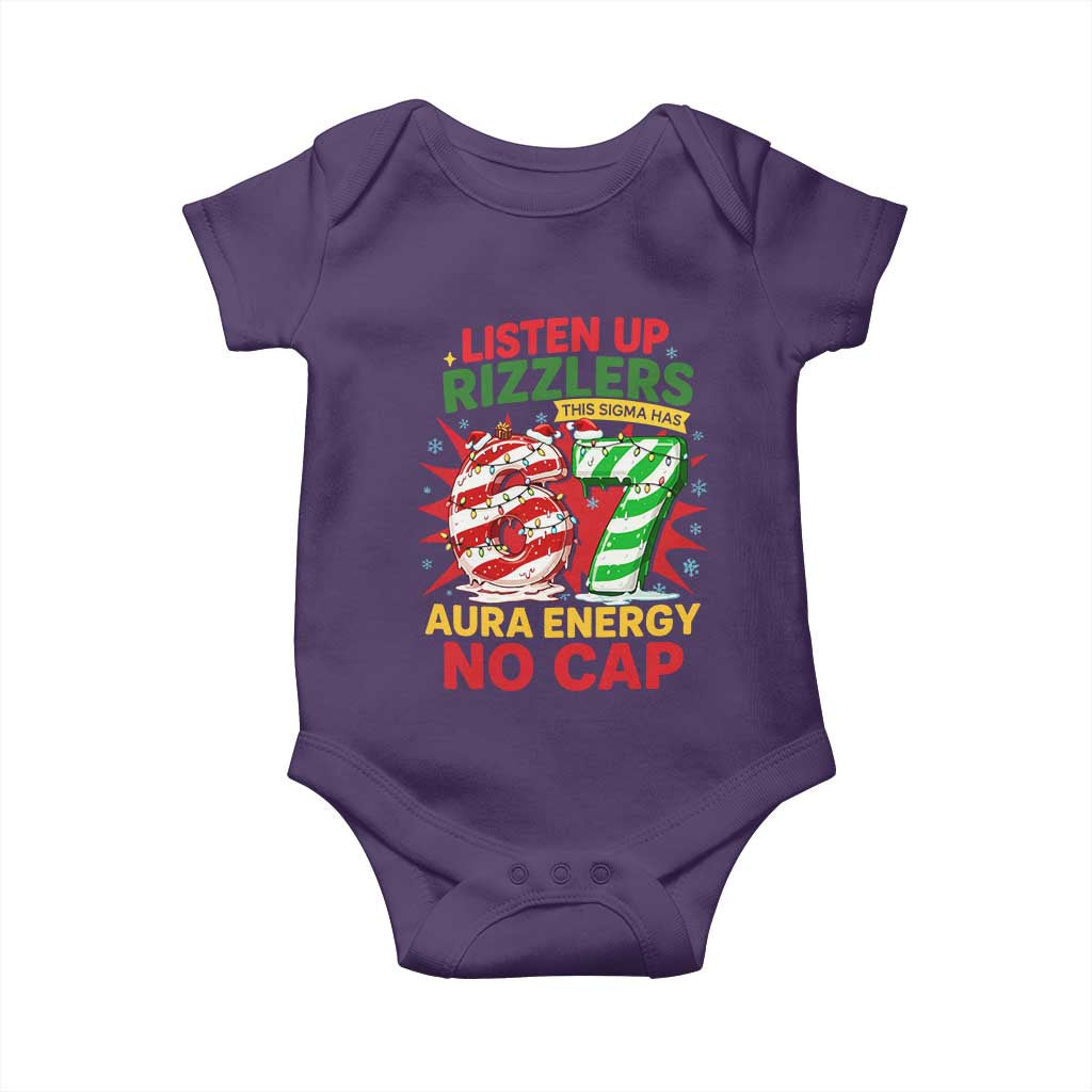Funny Christmas 67 Meme Baby Onesie Listen Up Rizzlers This Sigma Has 67 Aura Energy No Cap - Wonder Print Shop