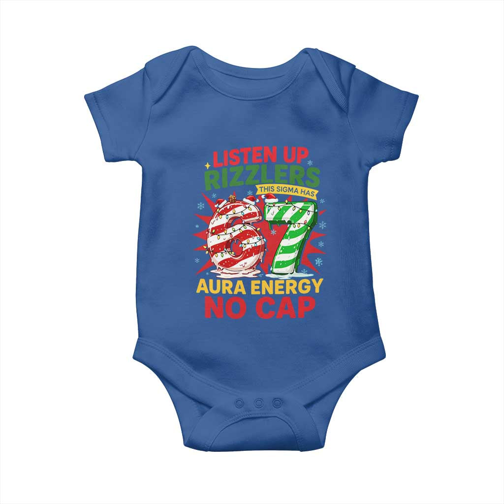 Funny Christmas 67 Meme Baby Onesie Listen Up Rizzlers This Sigma Has 67 Aura Energy No Cap - Wonder Print Shop