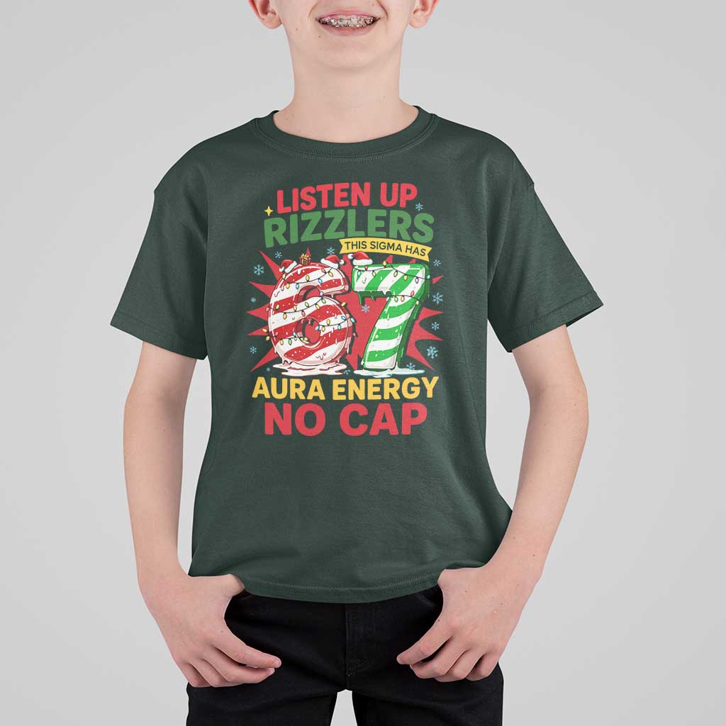 Funny Christmas 67 Meme T Shirt For Kid Listen Up Rizzlers This Sigma Has 67 Aura Energy No Cap - Wonder Print Shop