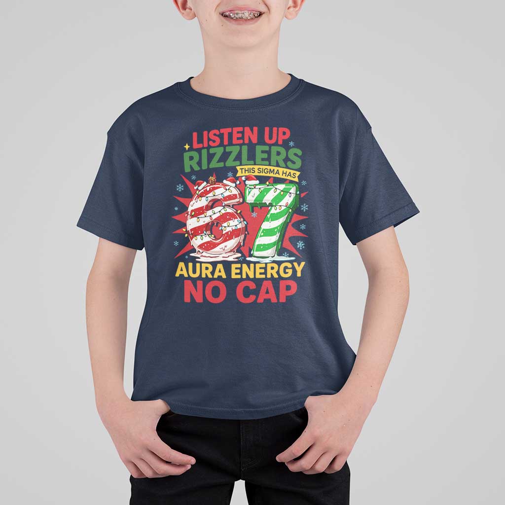 Funny Christmas 67 Meme T Shirt For Kid Listen Up Rizzlers This Sigma Has 67 Aura Energy No Cap - Wonder Print Shop