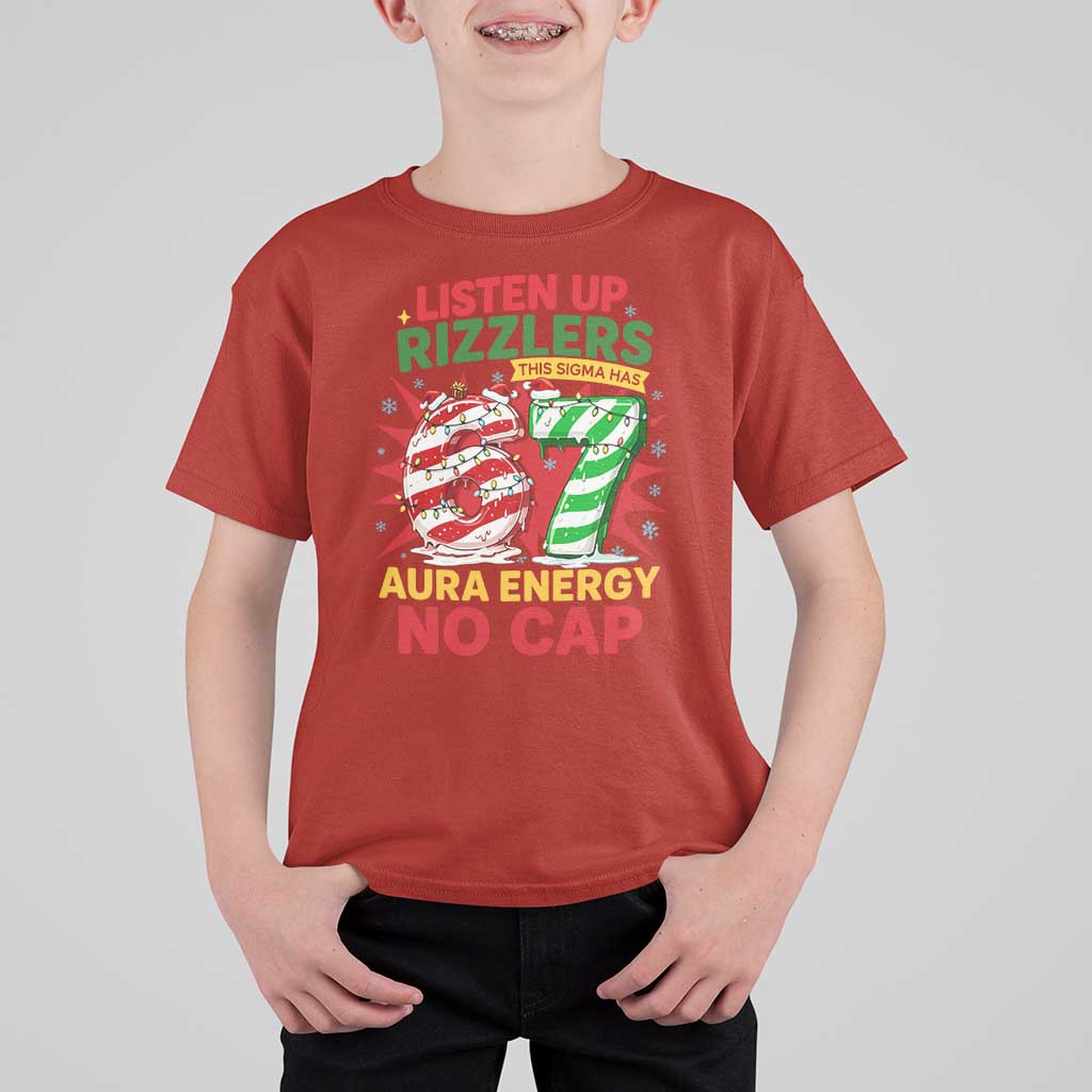 Funny Christmas 67 Meme T Shirt For Kid Listen Up Rizzlers This Sigma Has 67 Aura Energy No Cap - Wonder Print Shop