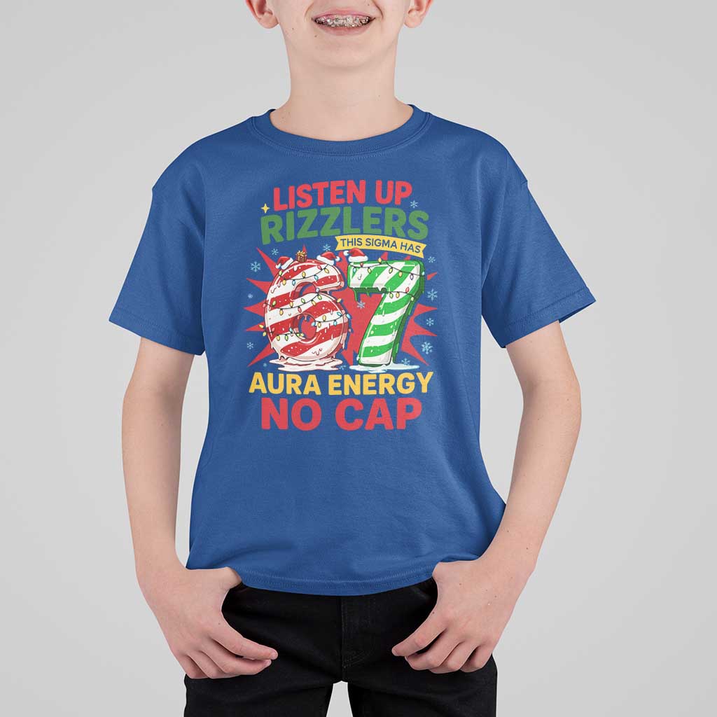 Funny Christmas 67 Meme T Shirt For Kid Listen Up Rizzlers This Sigma Has 67 Aura Energy No Cap - Wonder Print Shop