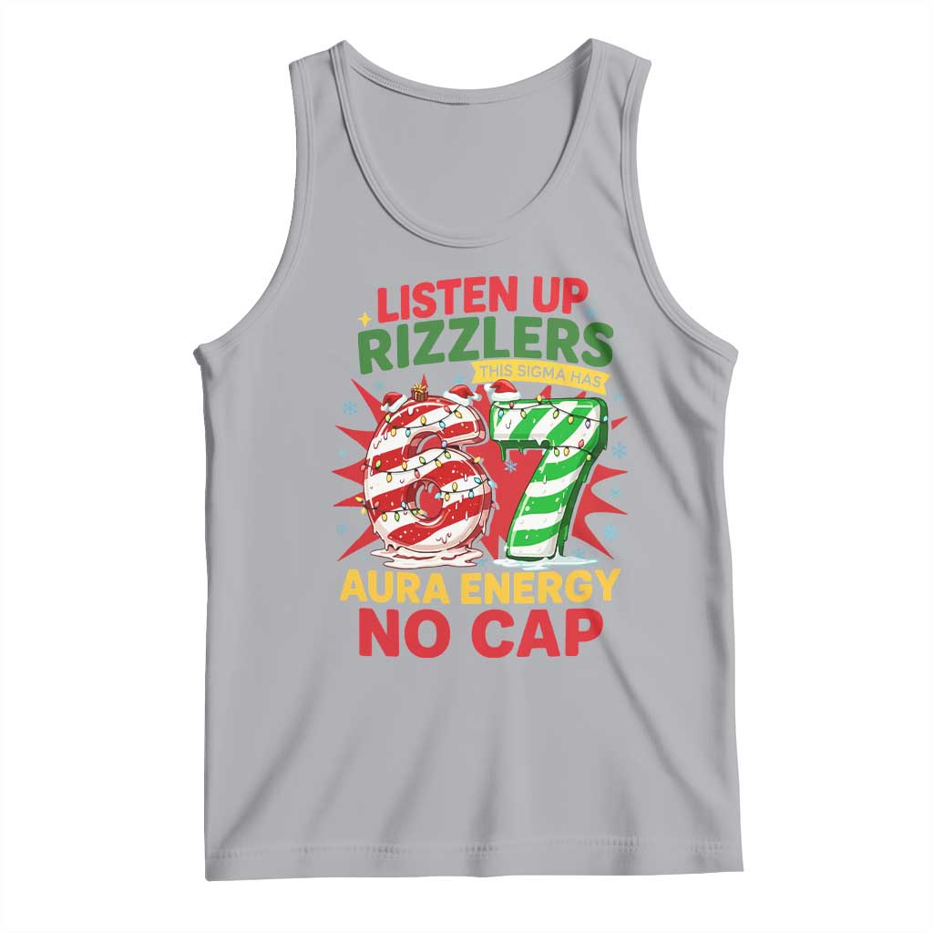 Funny Christmas 67 Meme Tank Top Listen Up Rizzlers This Sigma Has 67 Aura Energy No Cap - Wonder Print Shop