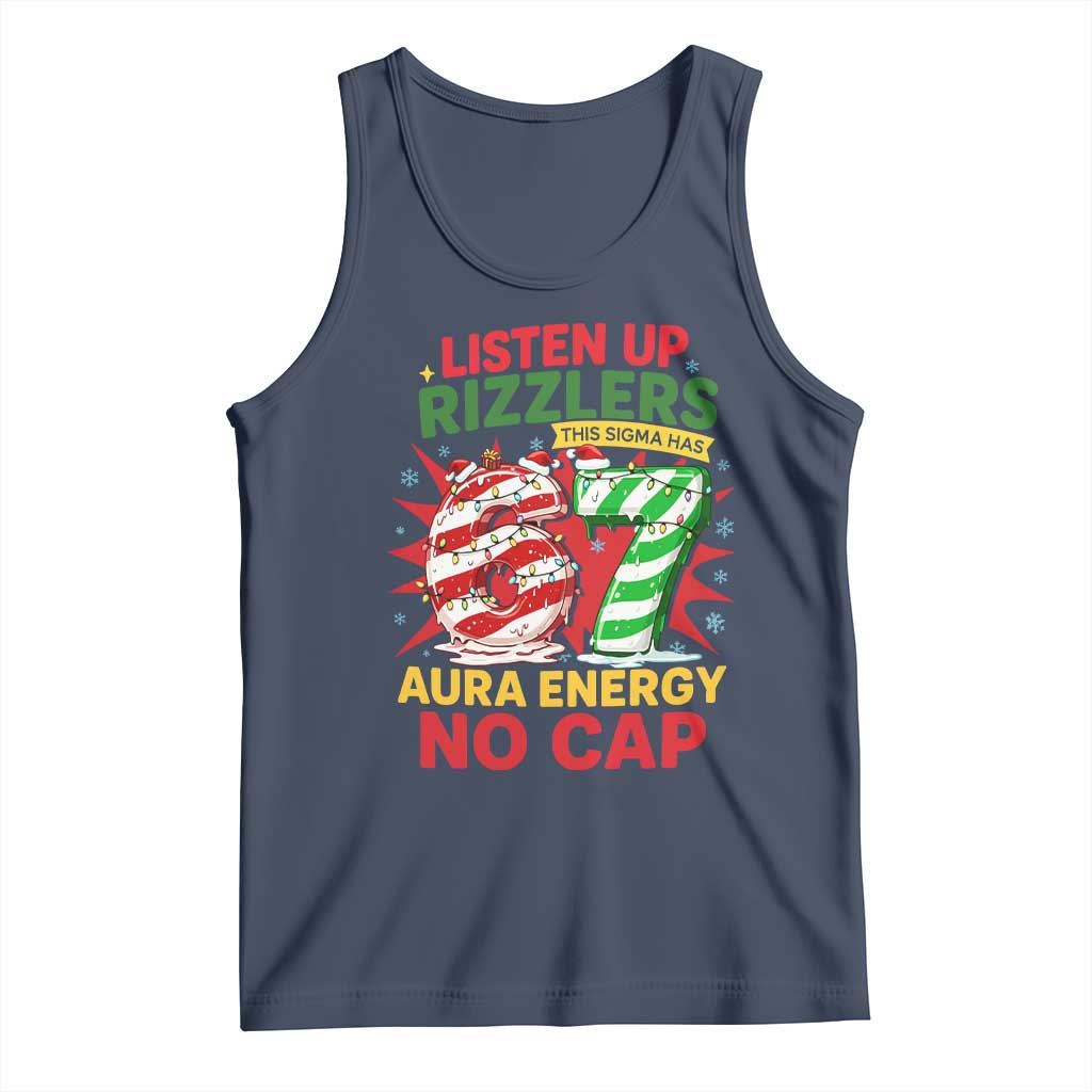 Funny Christmas 67 Meme Tank Top Listen Up Rizzlers This Sigma Has 67 Aura Energy No Cap - Wonder Print Shop