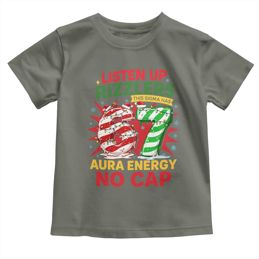 Funny Christmas 67 Meme Toddler T Shirt Listen Up Rizzlers This Sigma Has 67 Aura Energy No Cap - Wonder Print Shop