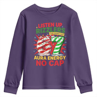 Funny Christmas 67 Meme Youth Sweatshirt Listen Up Rizzlers This Sigma Has 67 Aura Energy No Cap - Wonder Print Shop