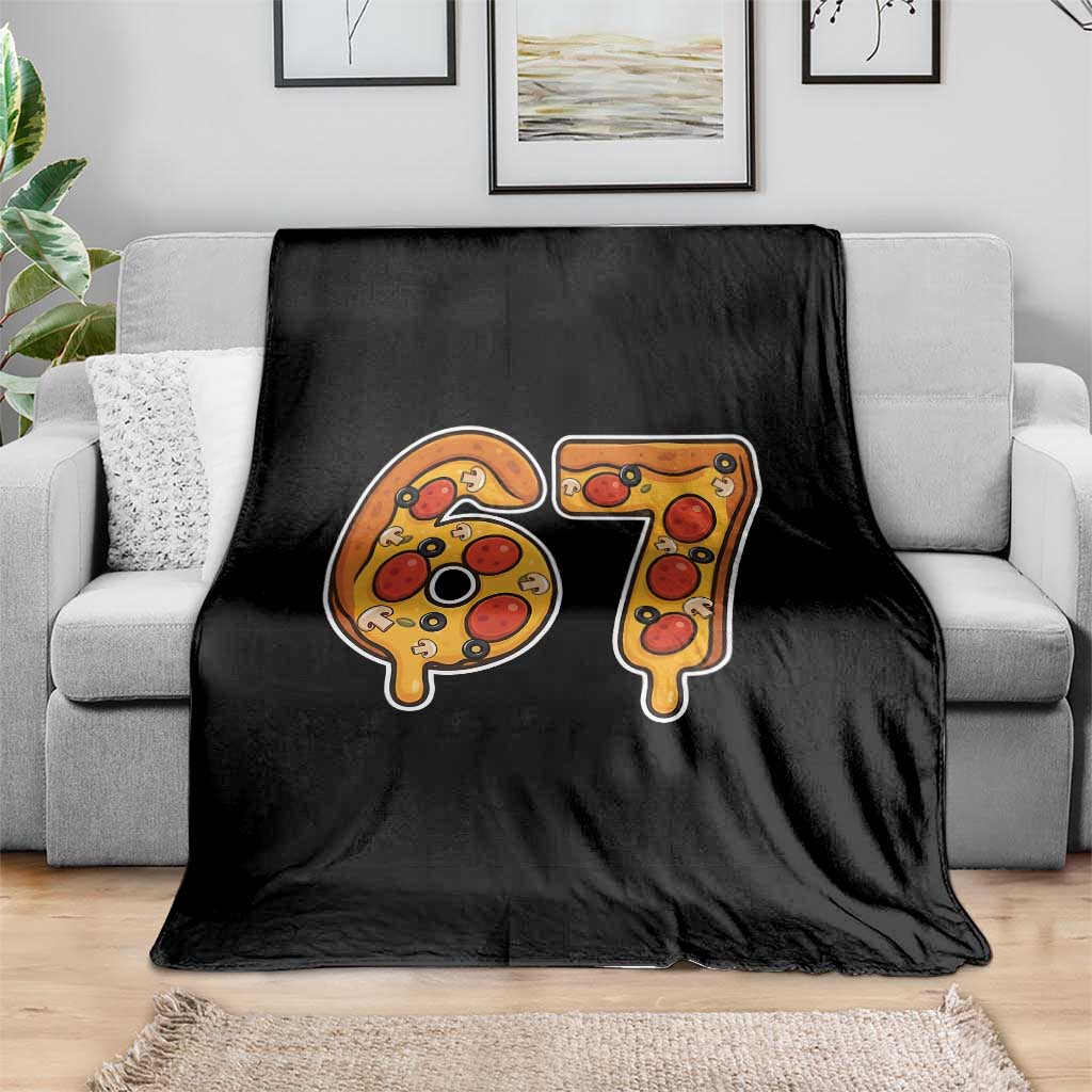 Funny 67 Pizza Lover Throw Blanket Six Seven Gen Alpha Slang - Wonder Print Shop