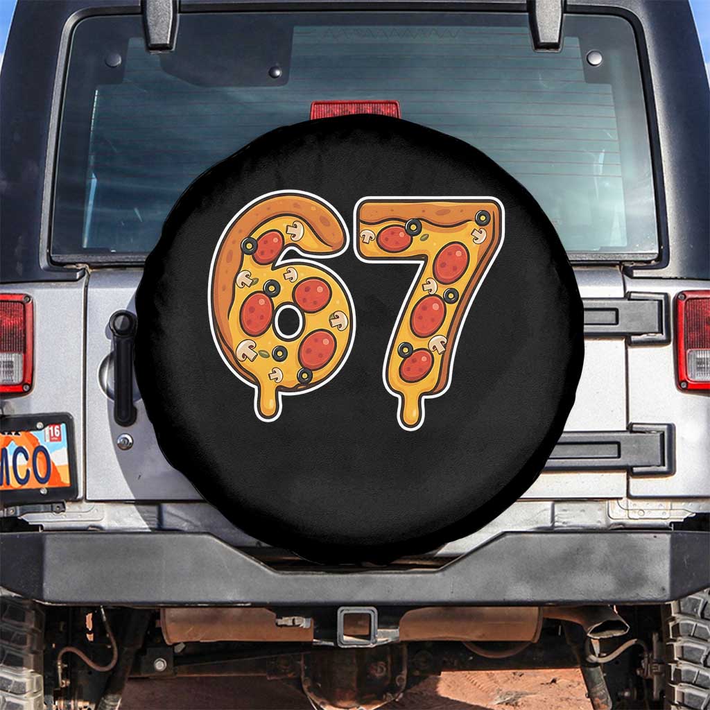 Funny 67 Pizza Lover Spare Tire Cover Six Seven Gen Alpha Slang - Wonder Print Shop