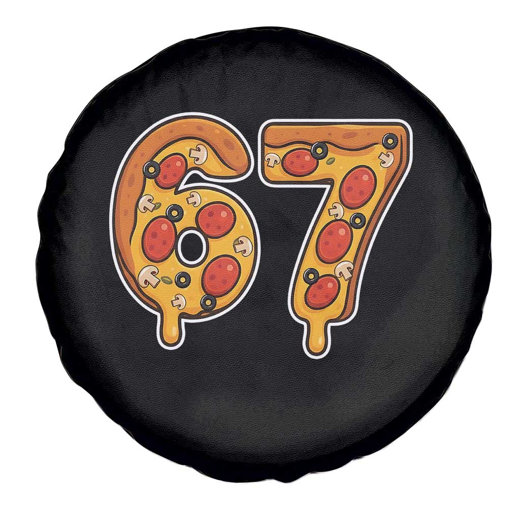 Funny 67 Pizza Lover Spare Tire Cover Six Seven Gen Alpha Slang - Wonder Print Shop