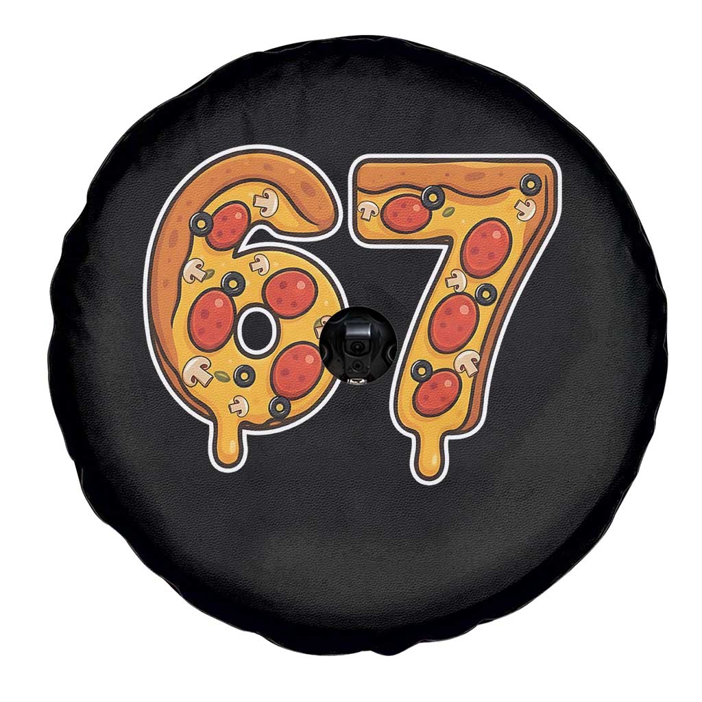 Funny 67 Pizza Lover Spare Tire Cover Six Seven Gen Alpha Slang - Wonder Print Shop