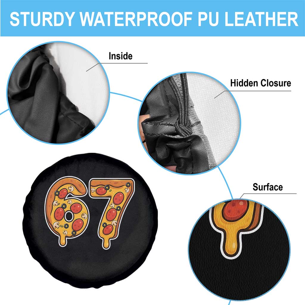 Funny 67 Pizza Lover Spare Tire Cover Six Seven Gen Alpha Slang - Wonder Print Shop