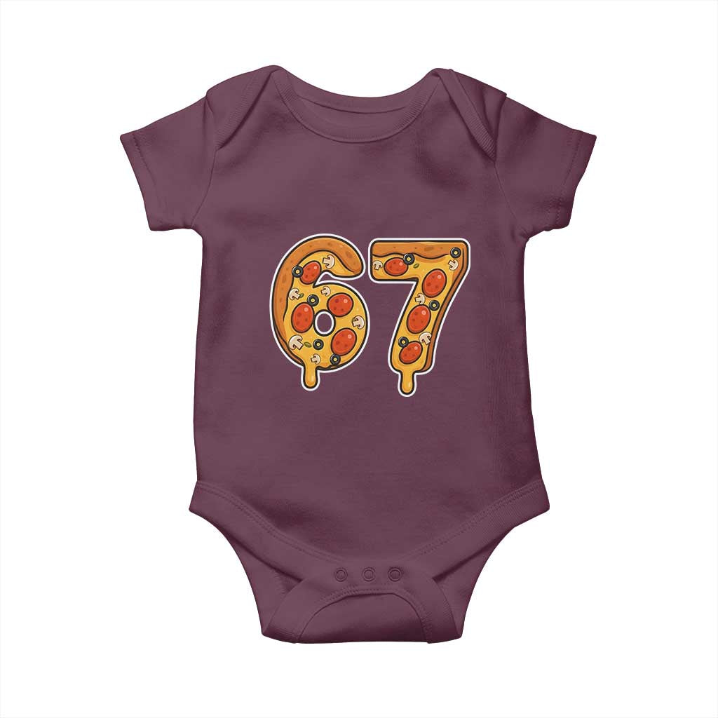 Funny 67 Pizza Lover Baby Onesie Six Seven Gen Alpha Slang - Wonder Print Shop