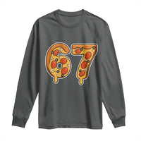 Funny 67 Pizza Lover Long Sleeve Shirt Six Seven Gen Alpha Slang - Wonder Print Shop