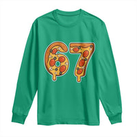 Funny 67 Pizza Lover Long Sleeve Shirt Six Seven Gen Alpha Slang - Wonder Print Shop