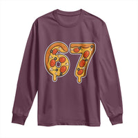 Funny 67 Pizza Lover Long Sleeve Shirt Six Seven Gen Alpha Slang - Wonder Print Shop
