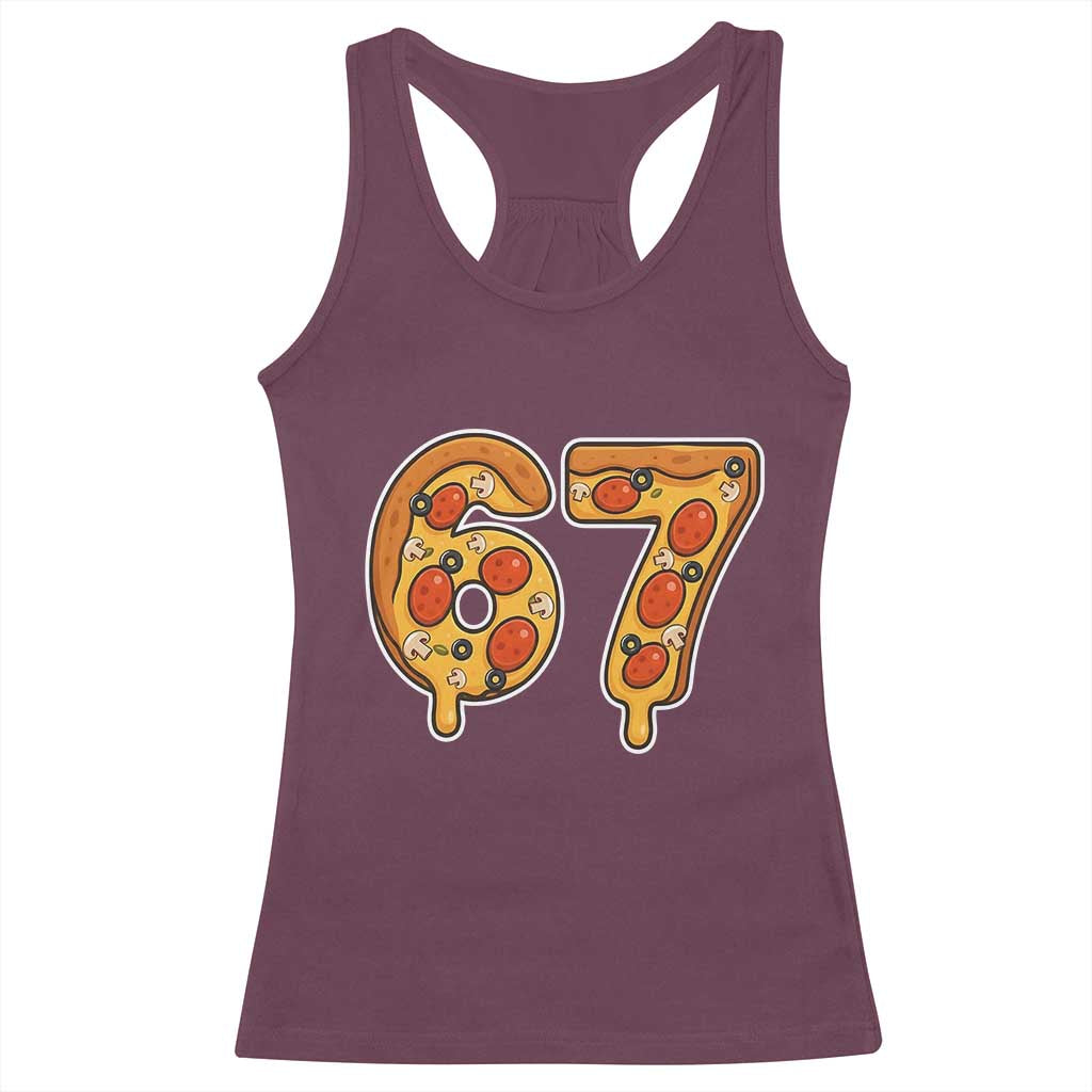 Funny 67 Pizza Lover Racerback Tank Top Six Seven Gen Alpha Slang - Wonder Print Shop