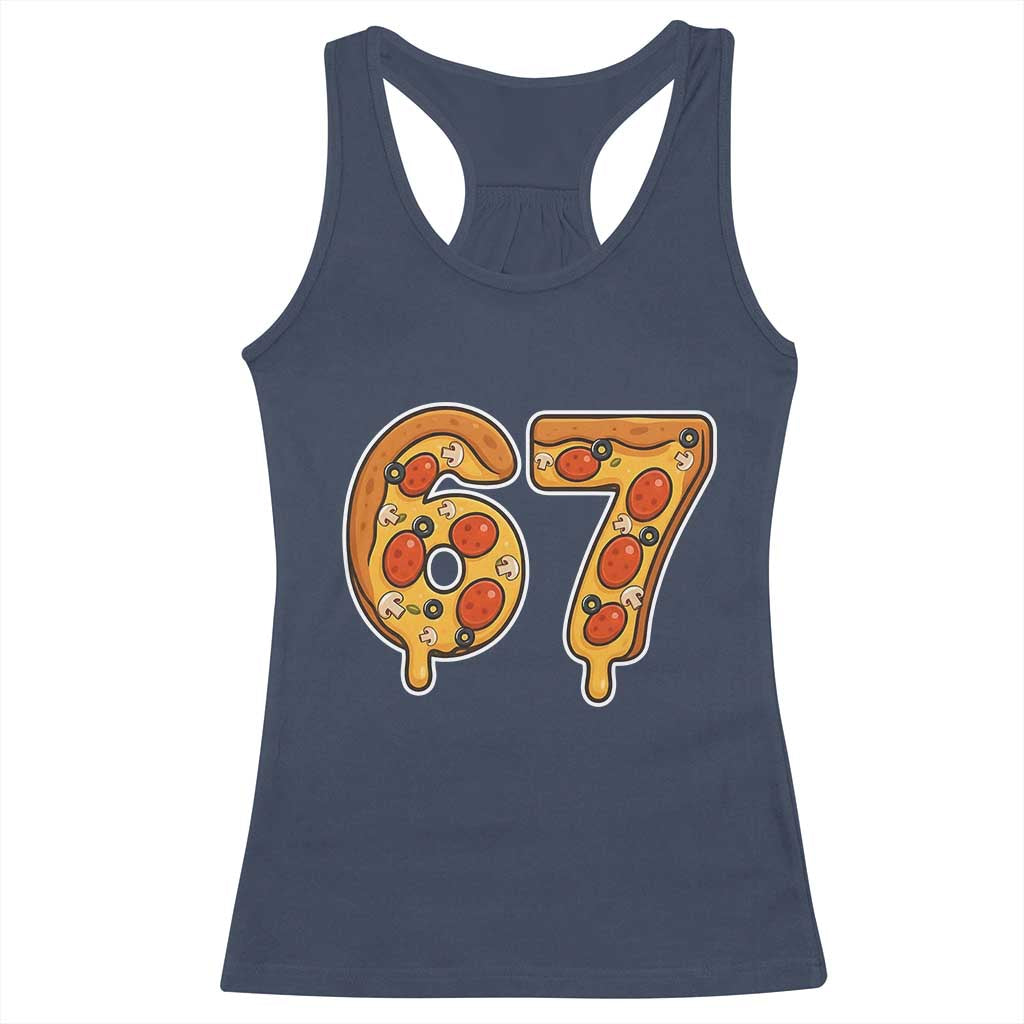 Funny 67 Pizza Lover Racerback Tank Top Six Seven Gen Alpha Slang - Wonder Print Shop