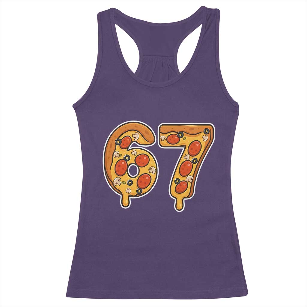 Funny 67 Pizza Lover Racerback Tank Top Six Seven Gen Alpha Slang - Wonder Print Shop