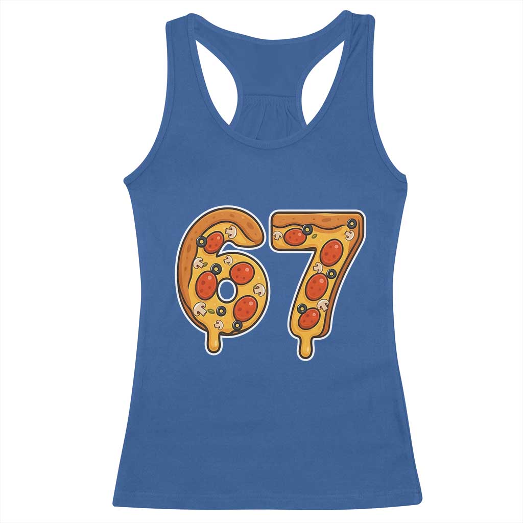 Funny 67 Pizza Lover Racerback Tank Top Six Seven Gen Alpha Slang - Wonder Print Shop