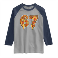 Funny 67 Pizza Lover Raglan Shirt Six Seven Gen Alpha Slang - Wonder Print Shop