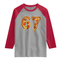 Funny 67 Pizza Lover Raglan Shirt Six Seven Gen Alpha Slang - Wonder Print Shop