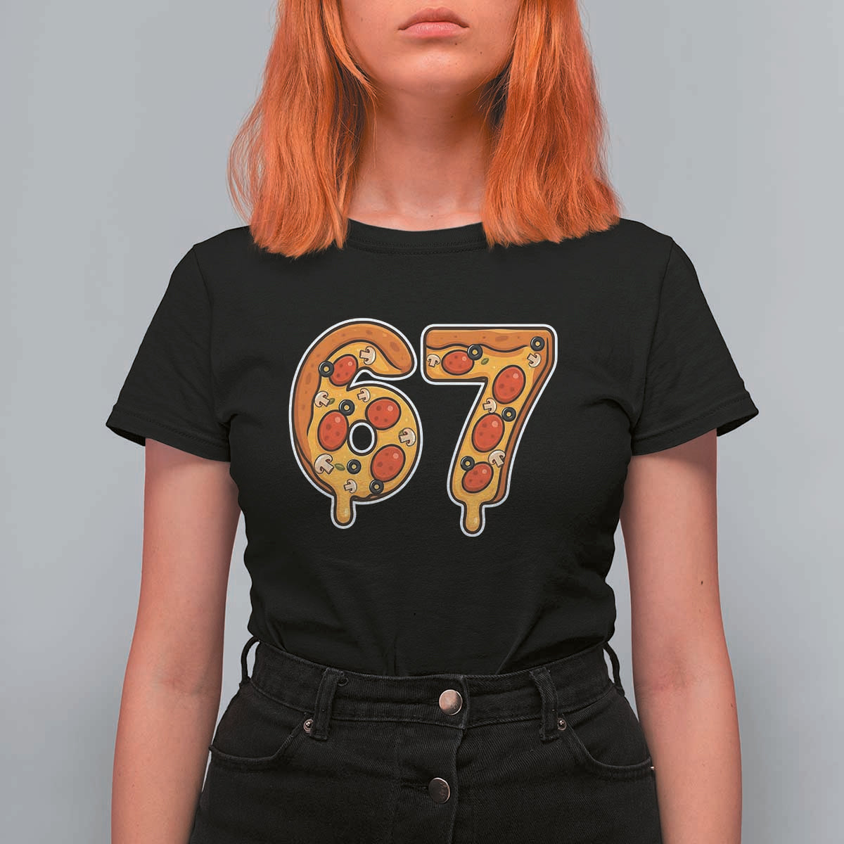 Funny 67 Pizza Lover T Shirt For Women Six Seven Gen Alpha Slang - Wonder Print Shop