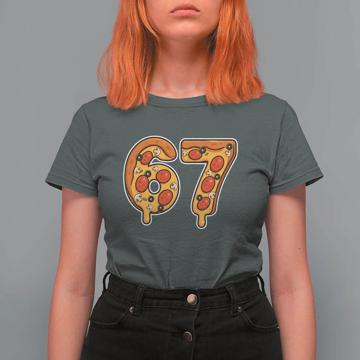 Funny 67 Pizza Lover T Shirt For Women Six Seven Gen Alpha Slang - Wonder Print Shop