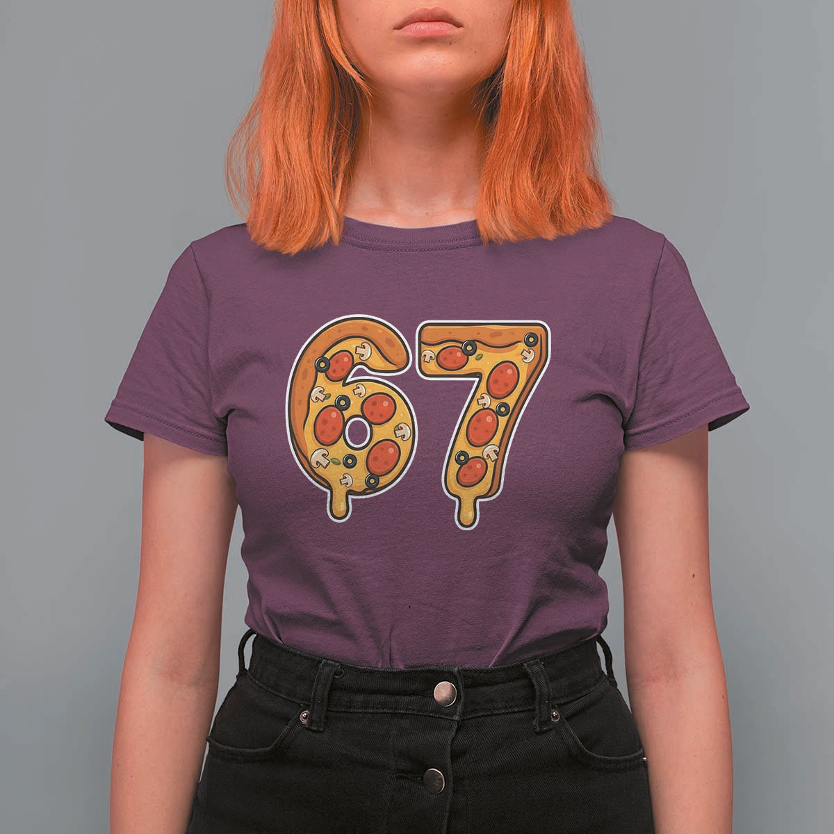 Funny 67 Pizza Lover T Shirt For Women Six Seven Gen Alpha Slang - Wonder Print Shop