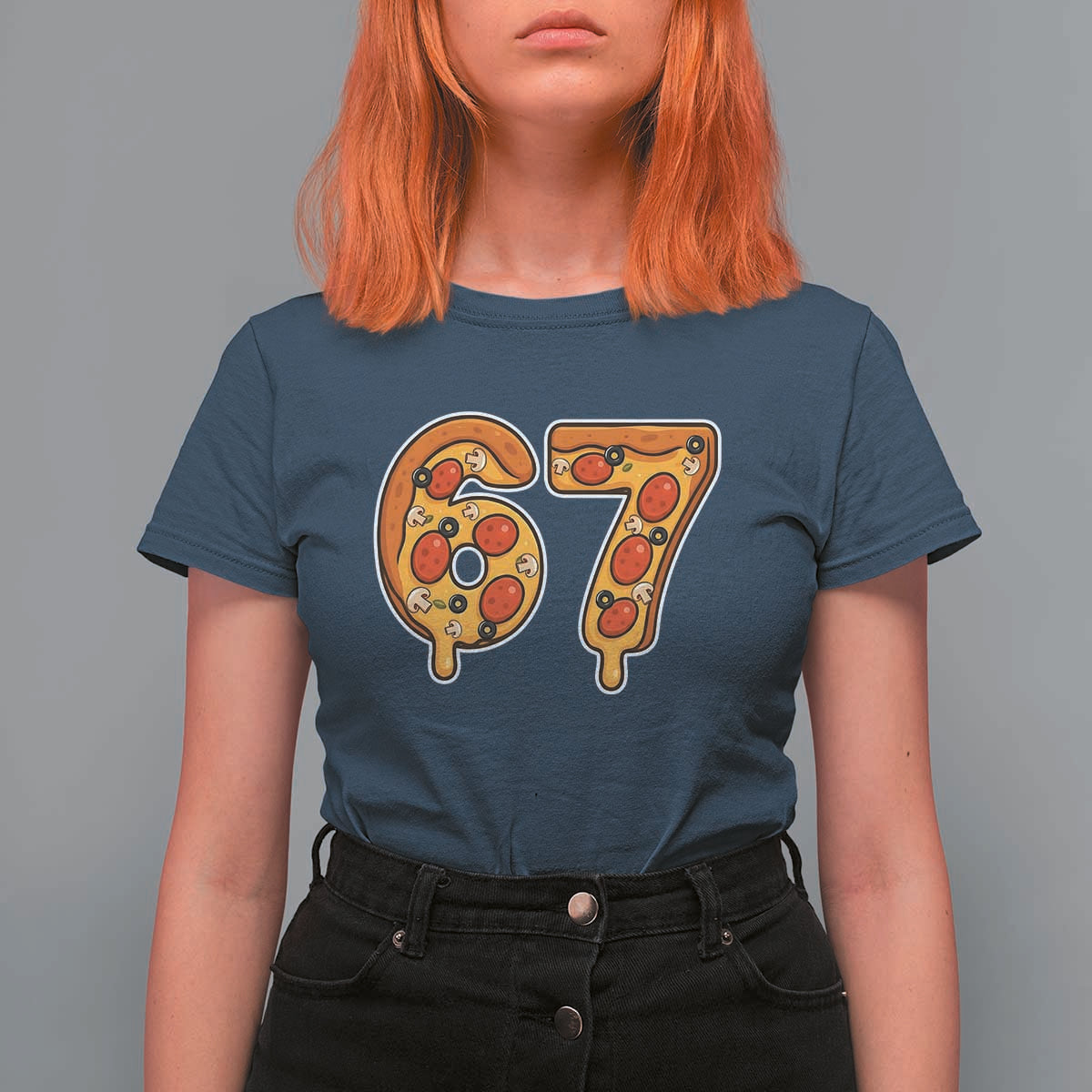 Funny 67 Pizza Lover T Shirt For Women Six Seven Gen Alpha Slang - Wonder Print Shop