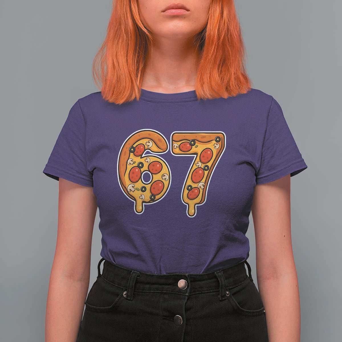 Funny 67 Pizza Lover T Shirt For Women Six Seven Gen Alpha Slang - Wonder Print Shop