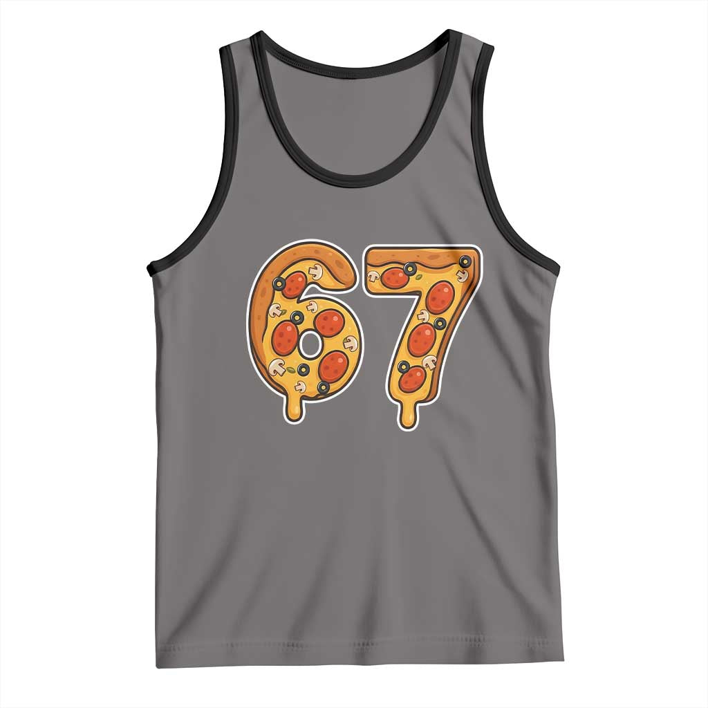 Funny 67 Pizza Lover Tank Top Six Seven Gen Alpha Slang - Wonder Print Shop