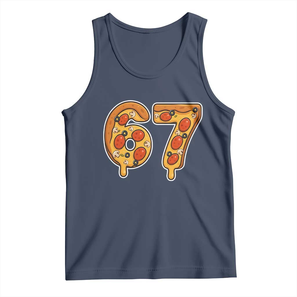 Funny 67 Pizza Lover Tank Top Six Seven Gen Alpha Slang - Wonder Print Shop