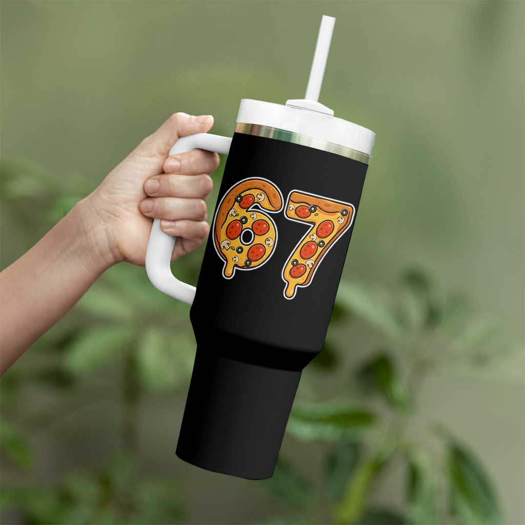Funny 67 Pizza Lover Tumbler With Handle Six Seven Gen Alpha Slang - Wonder Print Shop