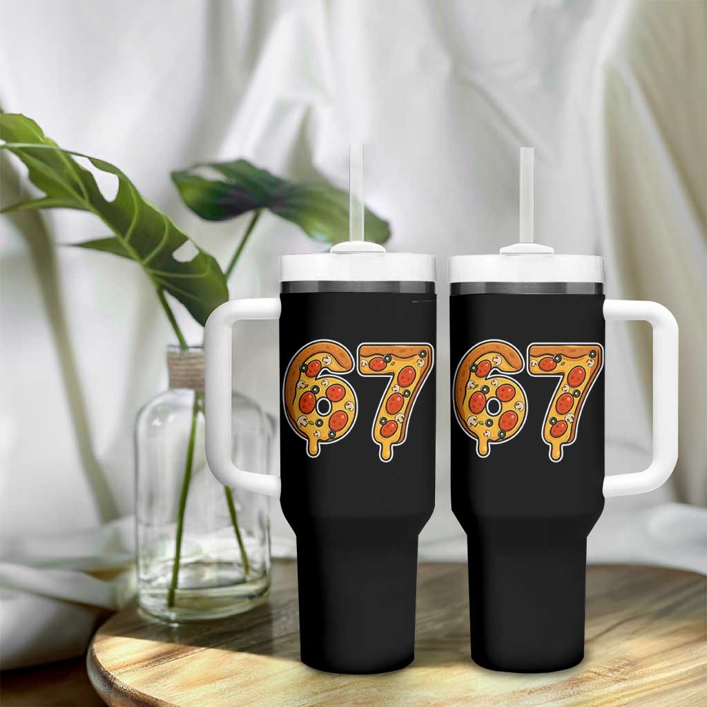 Funny 67 Pizza Lover Tumbler With Handle Six Seven Gen Alpha Slang - Wonder Print Shop