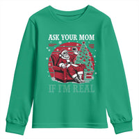Ask Your Mom If I Am Real Christmas Santa Youth Sweatshirt Funny Dirty Xmas - Wonder Print Shop