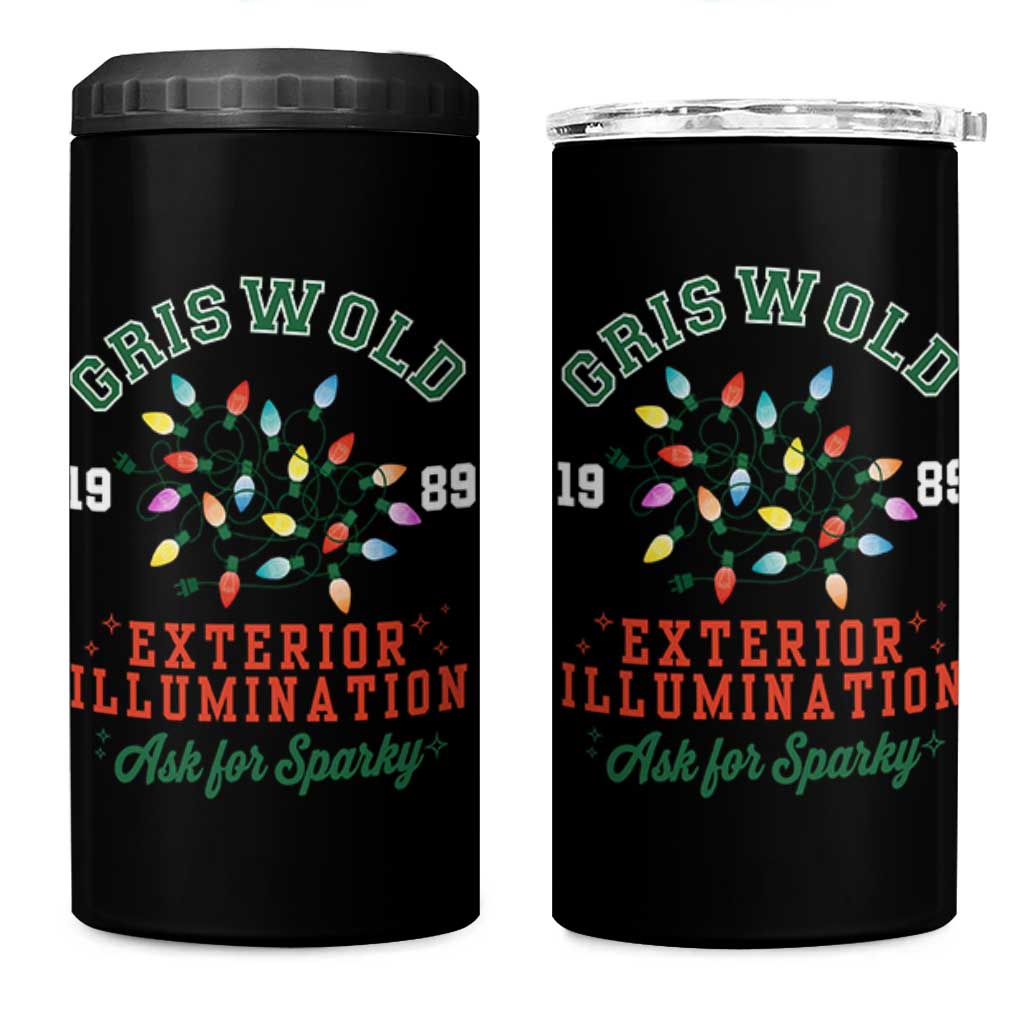 Funny Christmas Griswold Exterior Illumination 4 in 1 Can Cooler Tumbler Ask For Sparky Xmas Movie - Wonder Print Shop
