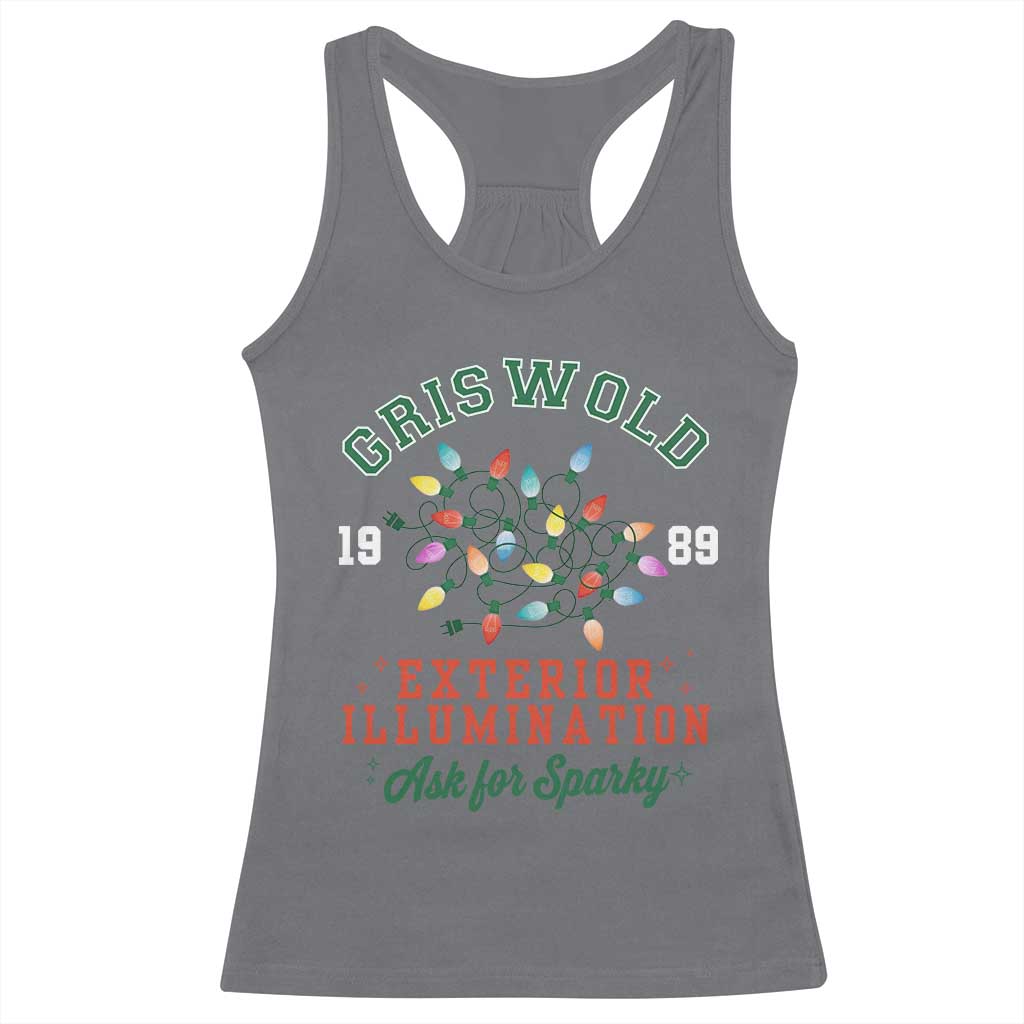 Funny Christmas Griswold Exterior Illumination Racerback Tank Top Ask For Sparky Xmas Movie - Wonder Print Shop