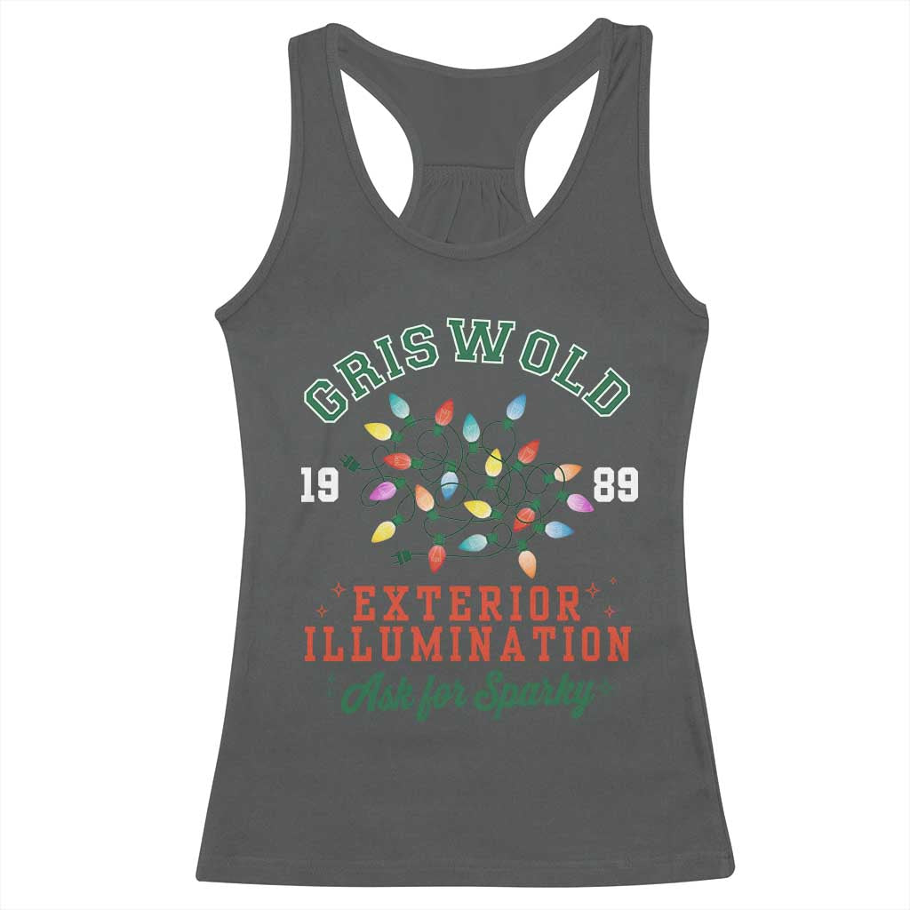 Funny Christmas Griswold Exterior Illumination Racerback Tank Top Ask For Sparky Xmas Movie - Wonder Print Shop