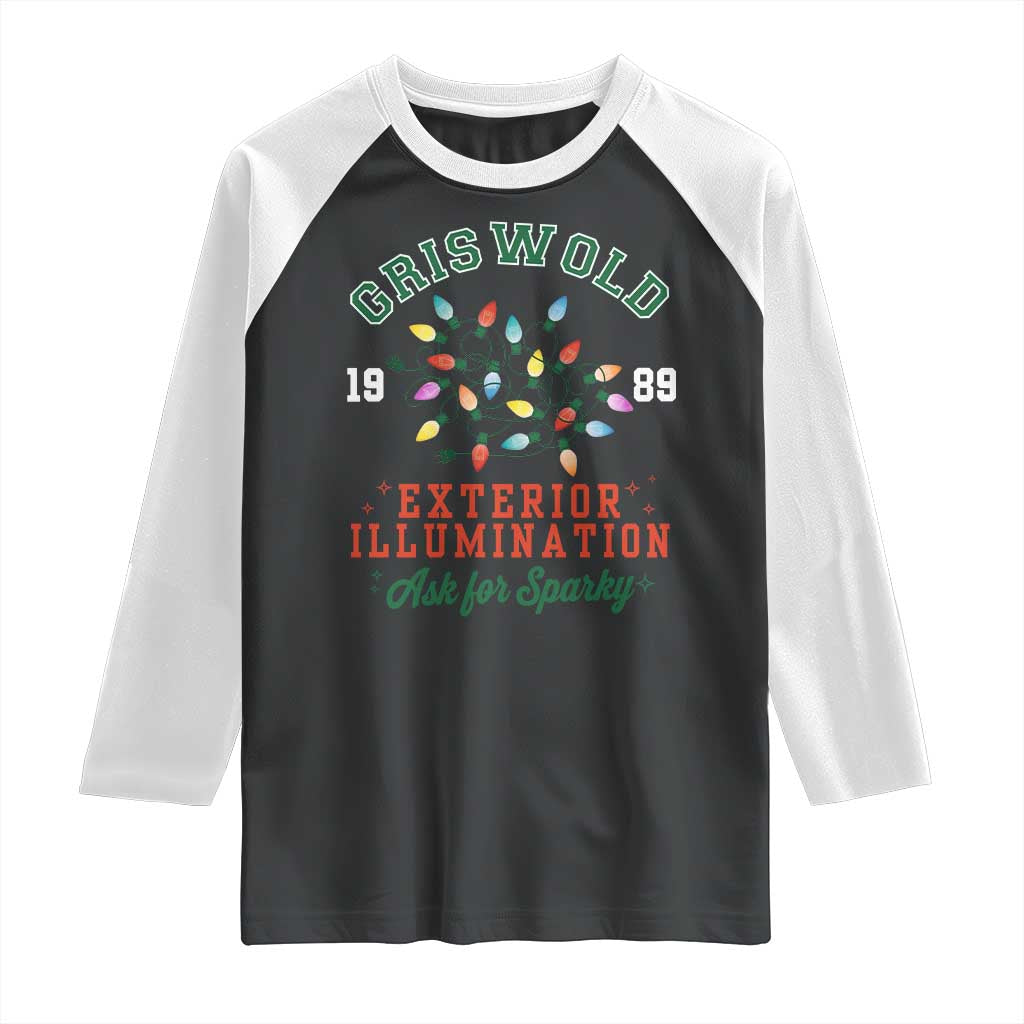 Funny Christmas Griswold Exterior Illumination Raglan Shirt Ask For Sparky Xmas Movie - Wonder Print Shop