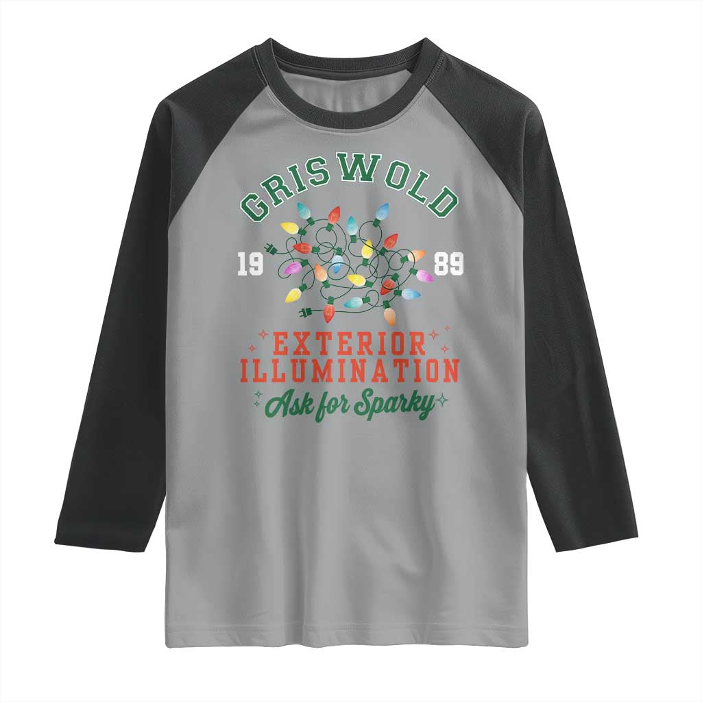 Funny Christmas Griswold Exterior Illumination Raglan Shirt Ask For Sparky Xmas Movie - Wonder Print Shop