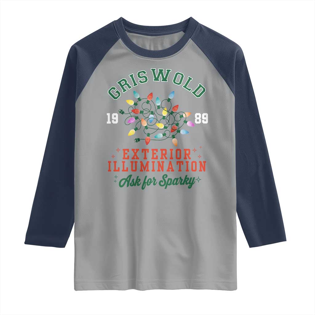 Funny Christmas Griswold Exterior Illumination Raglan Shirt Ask For Sparky Xmas Movie - Wonder Print Shop