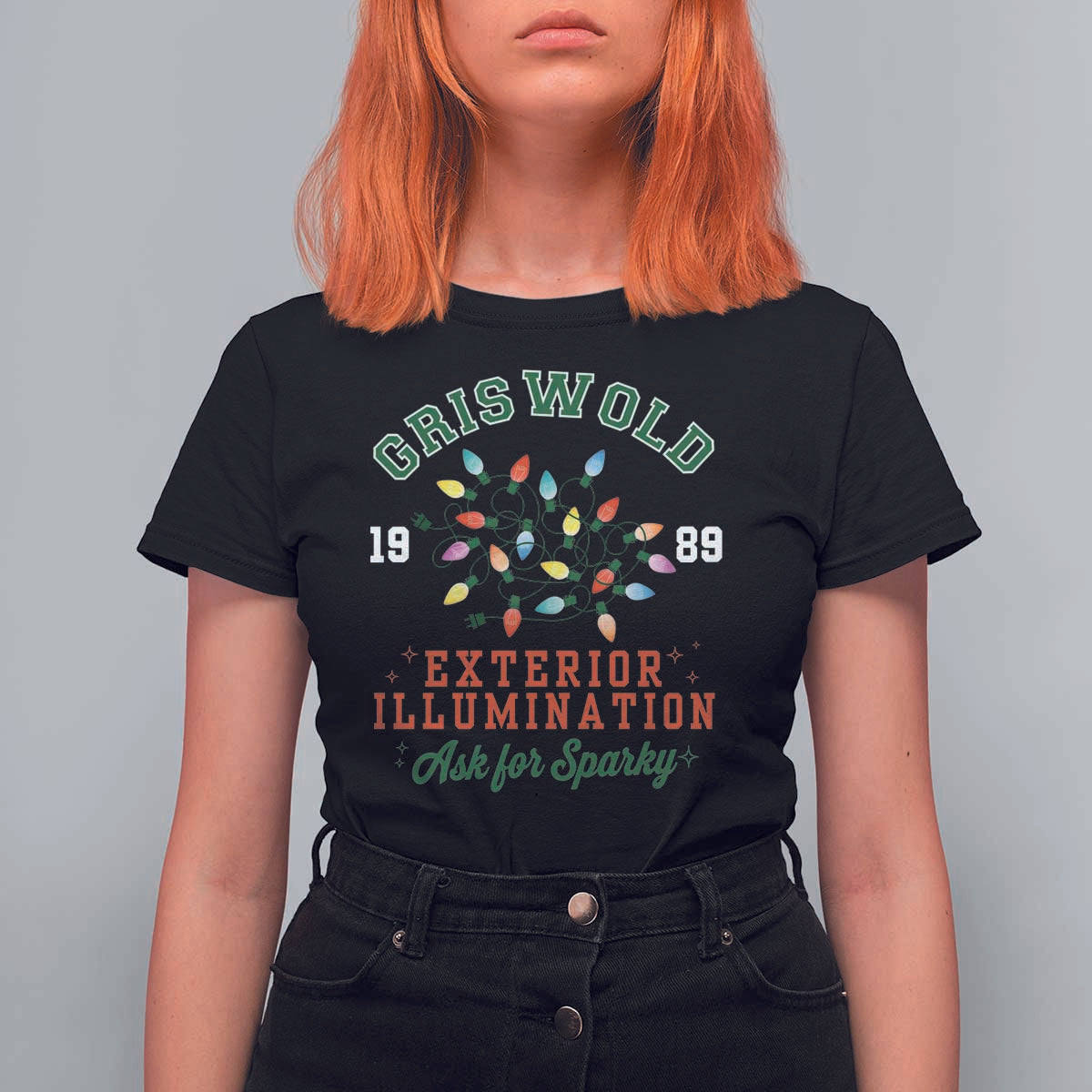 Funny Christmas Griswold Exterior Illumination T Shirt For Women Ask For Sparky Xmas Movie - Wonder Print Shop