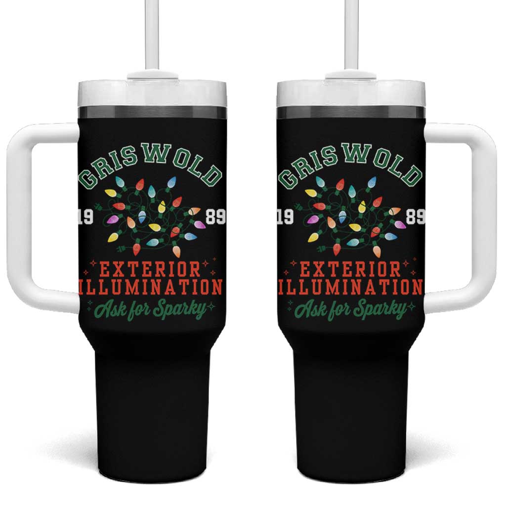 Funny Christmas Griswold Exterior Illumination Tumbler With Handle Ask For Sparky Xmas Movie - Wonder Print Shop