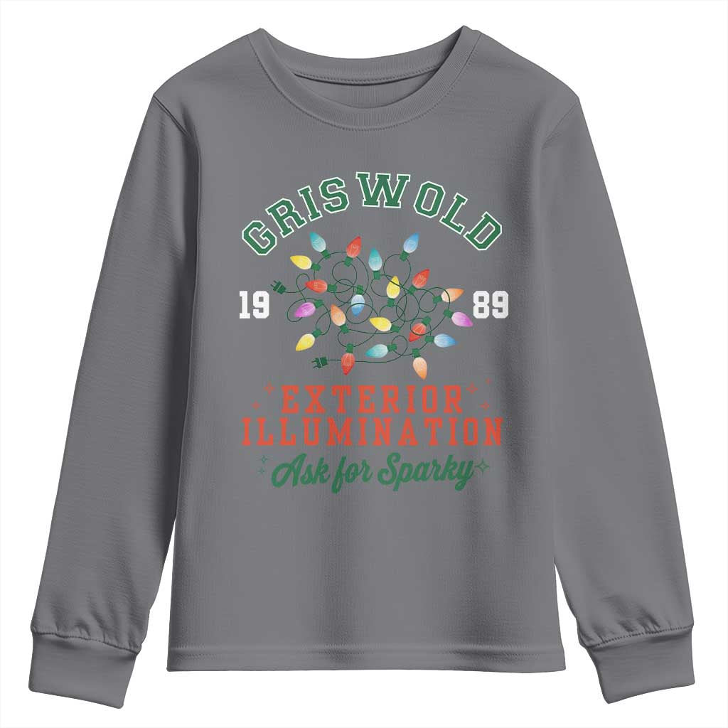 Funny Christmas Griswold Exterior Illumination Youth Sweatshirt Ask For Sparky Xmas Movie - Wonder Print Shop
