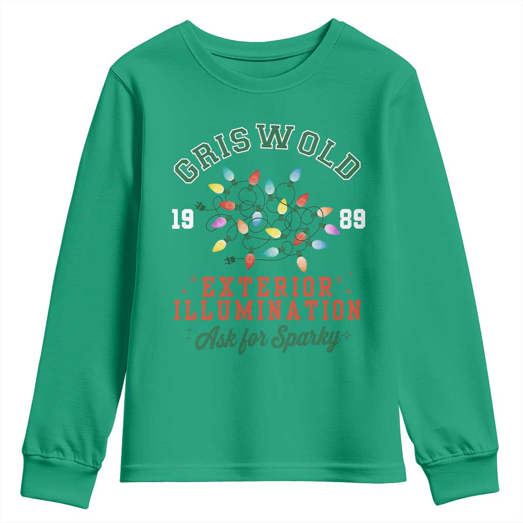Funny Christmas Griswold Exterior Illumination Youth Sweatshirt Ask For Sparky Xmas Movie - Wonder Print Shop