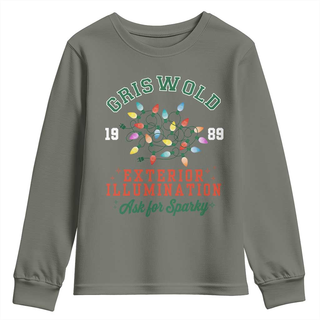 Funny Christmas Griswold Exterior Illumination Youth Sweatshirt Ask For Sparky Xmas Movie - Wonder Print Shop